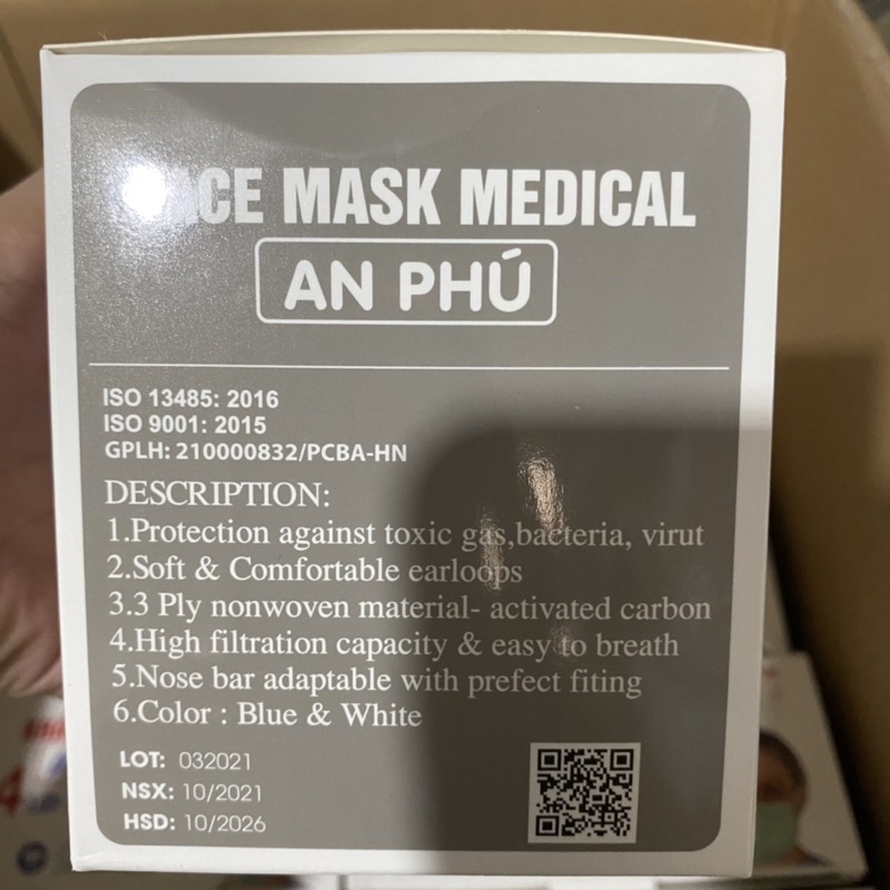 [CHÍNH HÃNG] KHẨU TRANG Y TẾ 4 lớp An Phú màu xanh. Lọc sạch vi rú, vi khuẩn, không thấm nước (Hộp 50 cái)