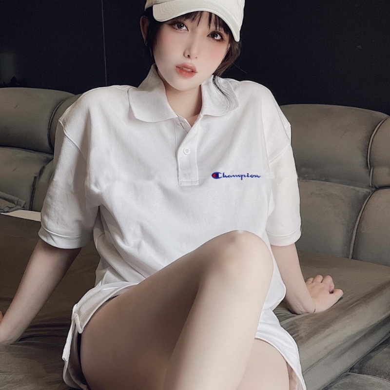 Áo Polo Champion Cổ Bẻ Nam Nữ Chất Vải Cotton Da Cá Sấu full Cao Cấp