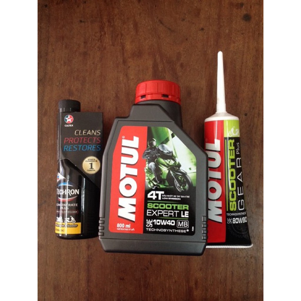 Combo 3 nhớt tay ga motul, dung dịch vệ sinh kim phun xăng và nhớt Lap hộp số