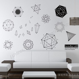 Decal dán tường trang trí phòng ngủ,quán cafe, văn phòng- Khối hình học