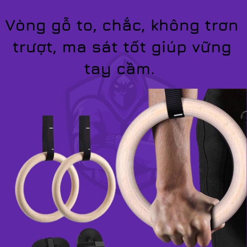 [GIÁ SIÊU RẺ] Rings - Vòng treo xà gỗ Bạch Dương 32mm kèm dây đánh số bản 38mm chuẩn Quốc Tế giá rẻ