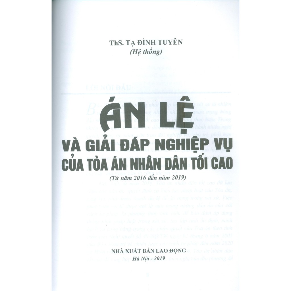 Sách - Án Lệ Và Giải Đáp Nghiệp Vụ Của Tòa Án Nhân Dân Tối Cao (Từ Năm 2016 Đến Năm 2019) | BigBuy360 - bigbuy360.vn