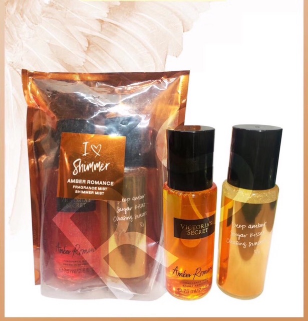 Xịt Victoria - Set 2 món xịt thơm toàn thân Mini Victoria Secret có Kim Tuyến 75ml