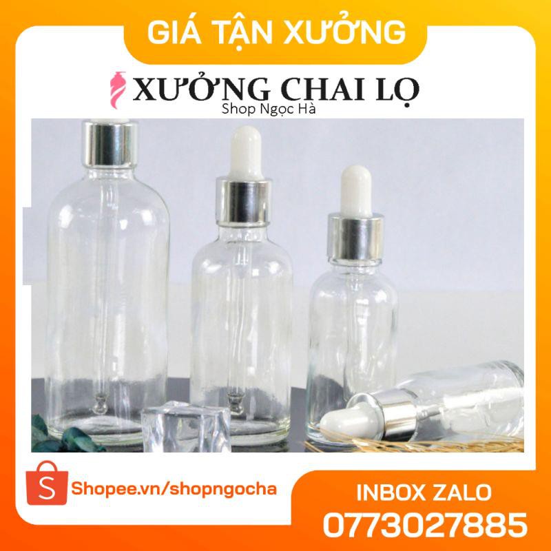 Lọ Chiết Serum ❤ GIÁ RẺ NHẤT ❤ Lọ đựng tinh dầu 5ml,10ml Dày bóp giọt Khoen Bạc chiết serum , phụ kiện du lịch