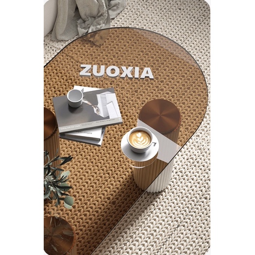 Bàn cafe Roman Tea Table kết hợp kính cường lực chịu lực tốt phong cách Bắc Âu