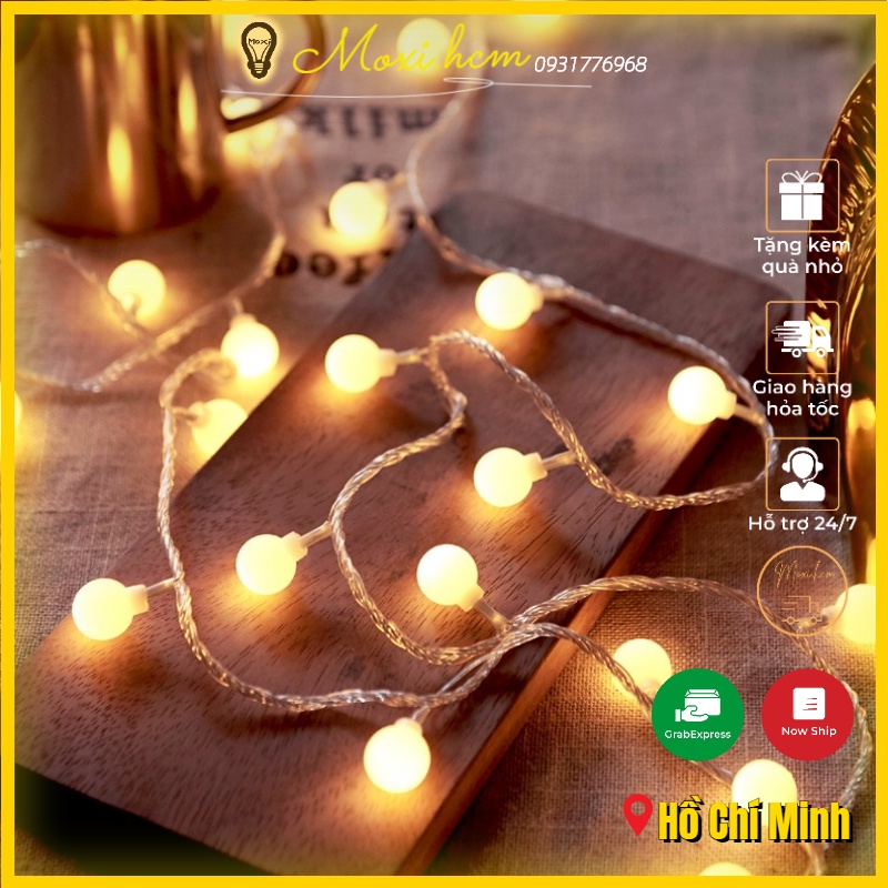 Đèn LED dây chuỗi bóng tròn CHERRY BALL sao cắm điện 10M 100 LED trang trí DECOR ngoài trời phòng ngủ
