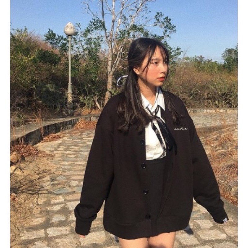 Áo khoác Cardigan Jacket Uncover Chất Len Fool's Game Màu Đen Form Rộng Unisex