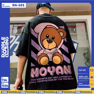 Áo thun nam nữ tay lỡ unisex oversize form rộng basic tee hình gấu moyan