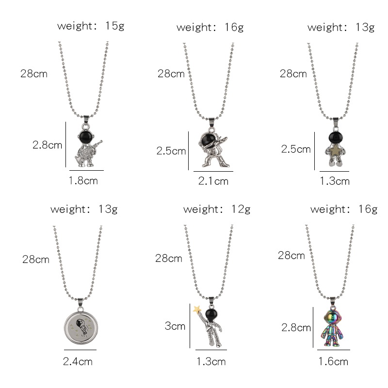 Vòng cổ Mặt Hình Robot Phong Cách Phi Hành Gia Không Gây Dị Ứng Bằng Thép Không Gỉ Sáng Tạo Làm Quà Tặng Cho Nam