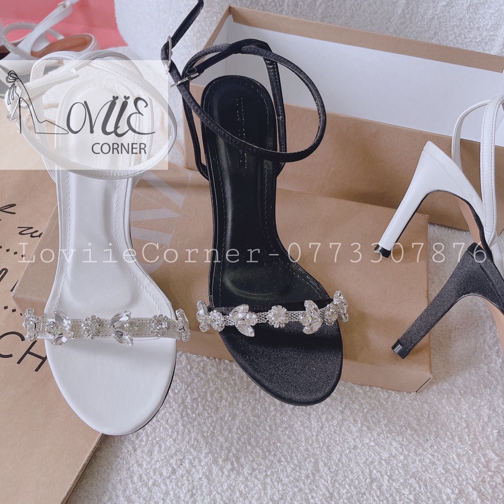 SANDAL CAO GÓT LOVIIECORNER - GIÀY CAO GÓT ĐÍNH ĐÁ QUAI XOÀN DÂY MẢNH 9 PHÂN G201113 G220931  G201254