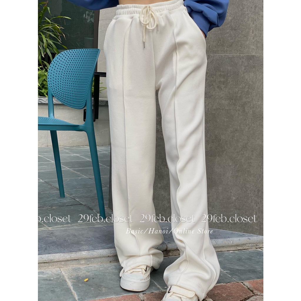 Quần suông nỉ tăm có dây rút - 29feb.closet - Q41