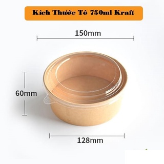 Tô giấy kraft 750 ml nắp PET - 50 Hộp