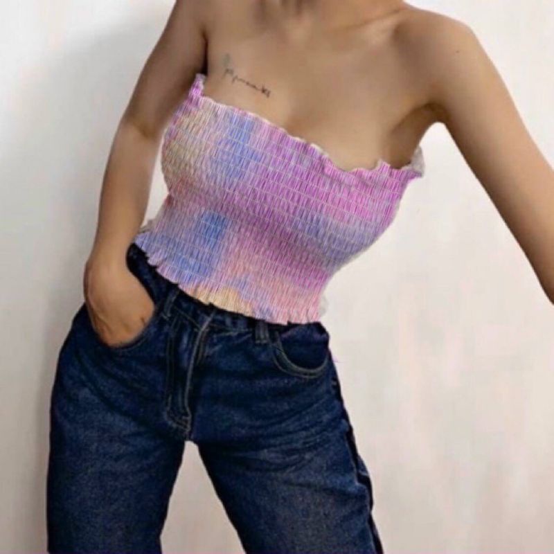 ÁO ỐNG NHÚN Loang Màu Fom Croptop
