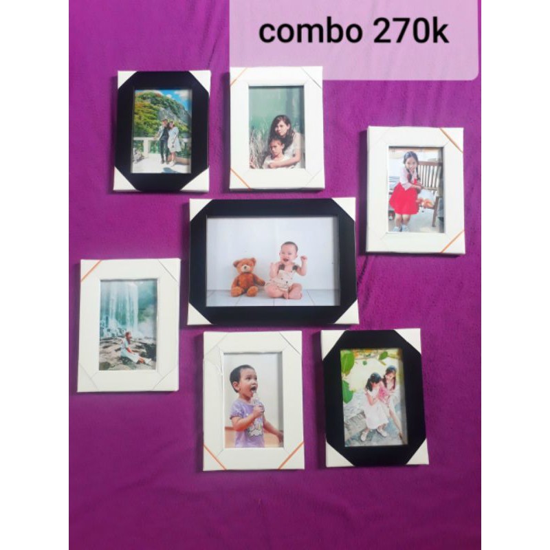 compo 5 khung hình A4 (21x30)  mặt kính  nhiều màu+in hình theo yêu cầu