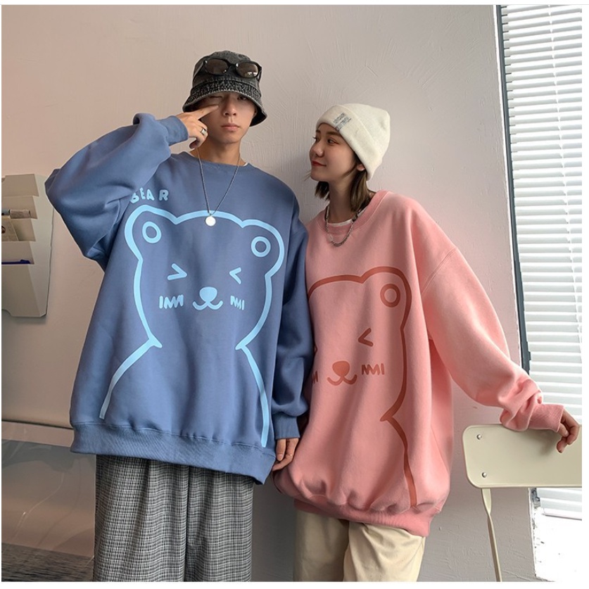 Áo sweater Gấu Nỉ Siêu Lửa Kute Mùa Đông Fom Thụng Nam Nữ Hot Trend Khoác Mùa Đông Áo Khoác Cặp