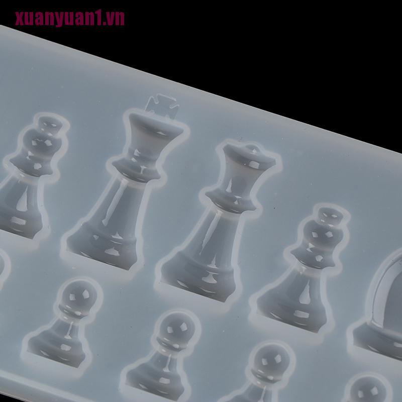 [xuanyuan1] Khuôn Silicone Làm Nhựa Resin Hình Quân Cờ Vua Quốc Tế