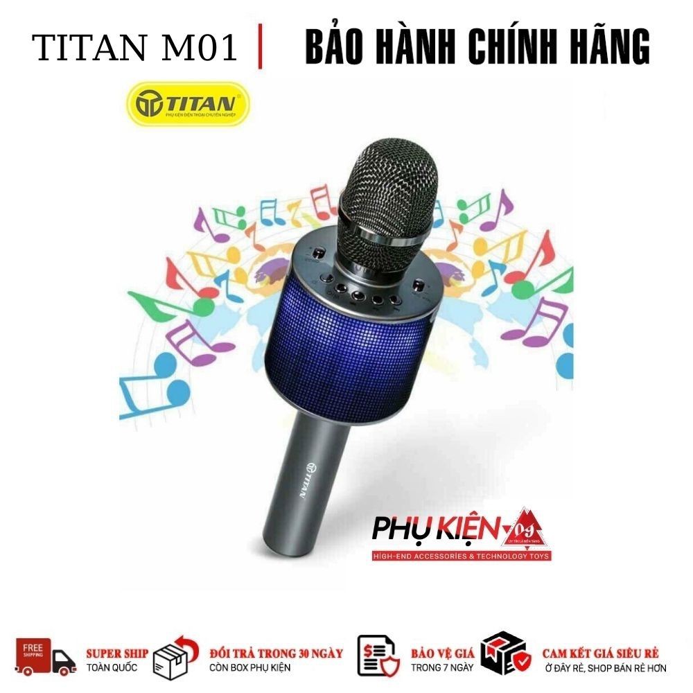 [CHÍNH HÃNG] MIC HÁT KARAOKE TITAN M01 CHẾ ĐỘ SONG CA, 2 MIC KẾT NỐI 1 ĐIỆN THOẠI, ÂM THANH BASS TO CHUẨN HAY!