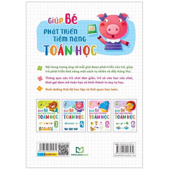 Sách: Giúp Bé Phát Triển Tiềm Năng Toán Học 4 Tuổi Tặng Kèm Bookmath