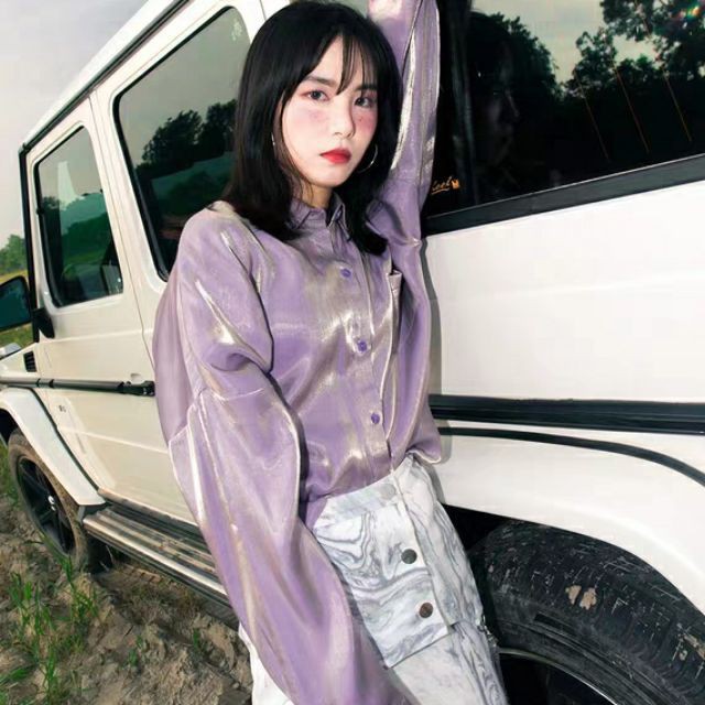 😍 Áo sơ mi nữ satin phản quang sành điệu phong cách Hàn Quốc