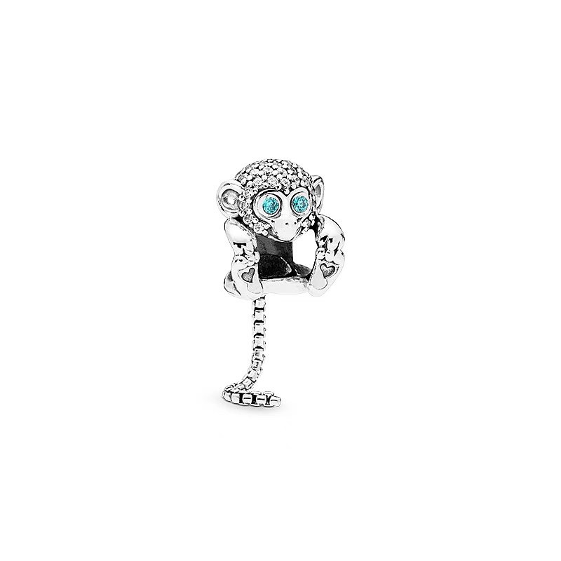 charm pan hình con khỉ đính đá nhỏ bạc s925 cao cấp