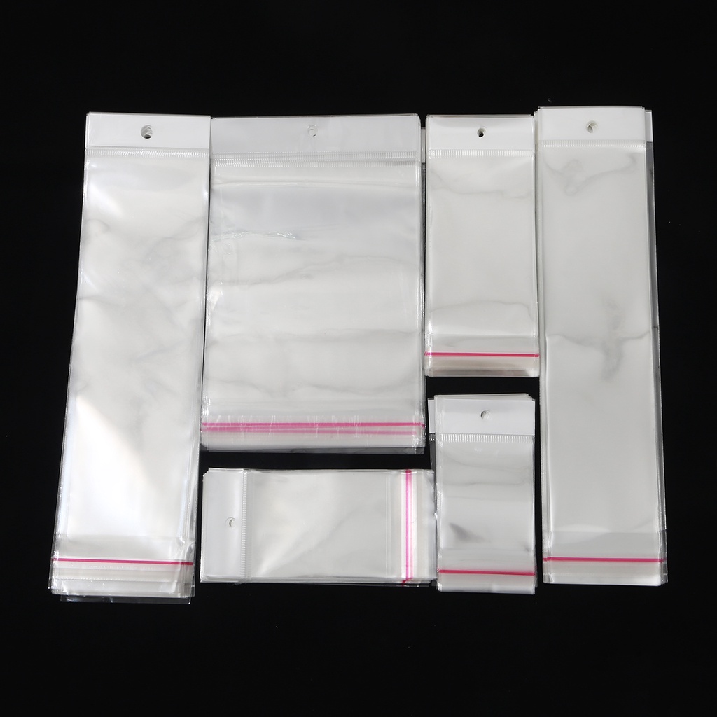 100 Túi đóng gói nhựa Opp tự dính 5x10.5cm-8x27cm thiết kế trong suốt hai lớp