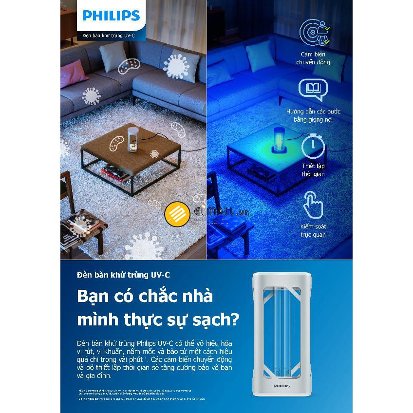 ĐÈN BÀN DIỆT KHUẨN UVC PHILIPS 24W - VÔ HIỆU HOÁ CÁC VIRUS GÂY HẠI