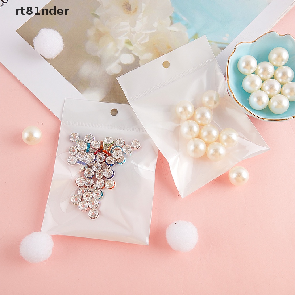 rt 50pcs Self Sealing Plastic Bags Resealable White Cellophane Bag for DIY Jewelry n
