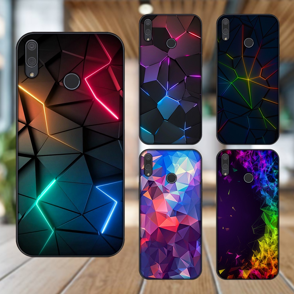 Ốp lưng Huawei Y9 2019 viền đen in hình hoạ tiết 3D