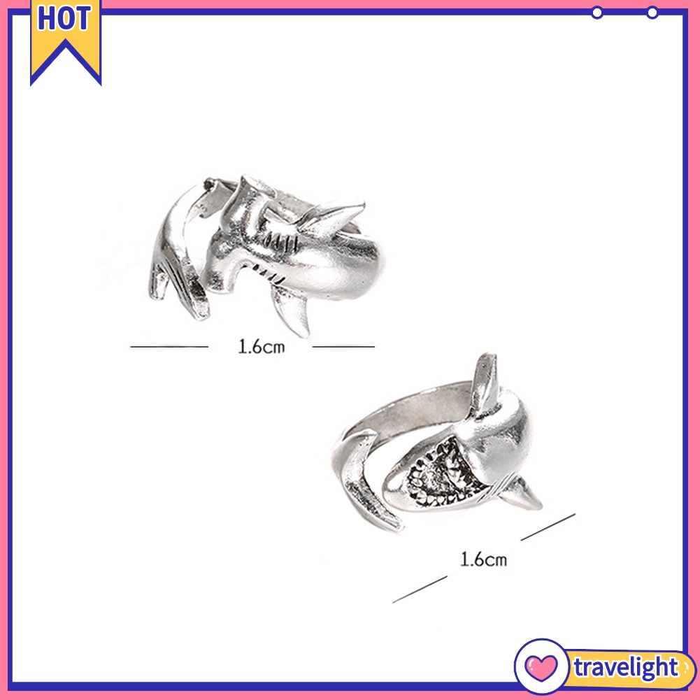 Set 2 Nhẫn Hở Hình Cá Mập Có Thể Điều Chỉnh Kích Cỡ