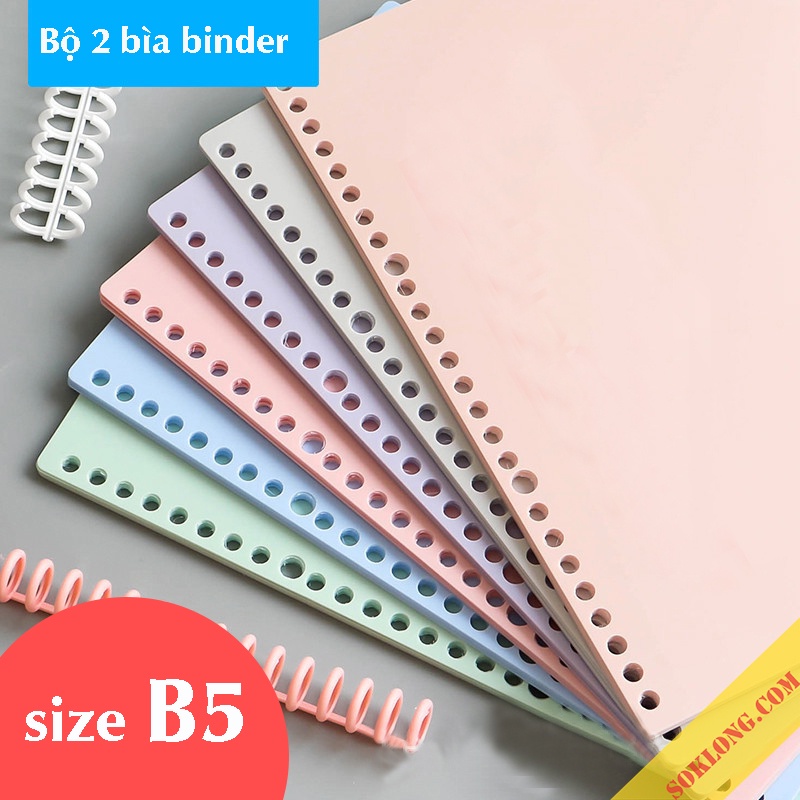 Bộ 2 bìa nhựa gắn sổ còng B5 26 chấu Pastel P16 tab phân trang binder màu xinh xắn SOKLONG