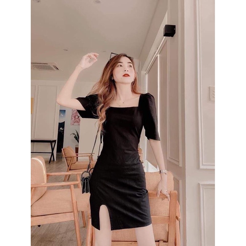 Váy khuyết gối tay phồng NT12 | BigBuy360 - bigbuy360.vn