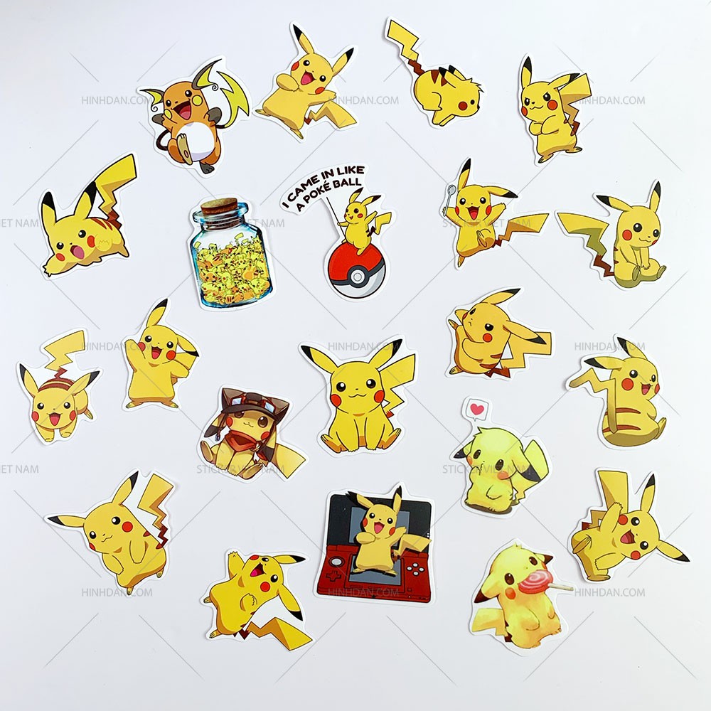 Sticker PIKACHU hình dán chống nước trang trí xe, laptop, nón bảo hiểm, tem dán đàn guitar, xe cub , decal dán