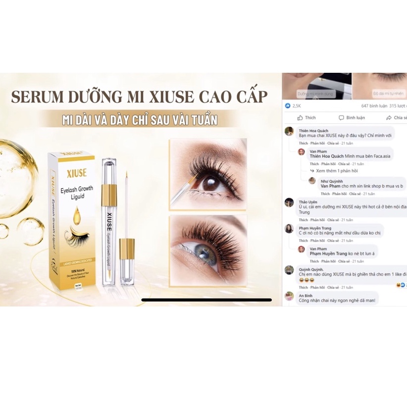 Serum Dưỡng Mi Kích Thích Dài Mi Nhanh XIUSE Cao Cấp Chống Rụng Mi 8ML