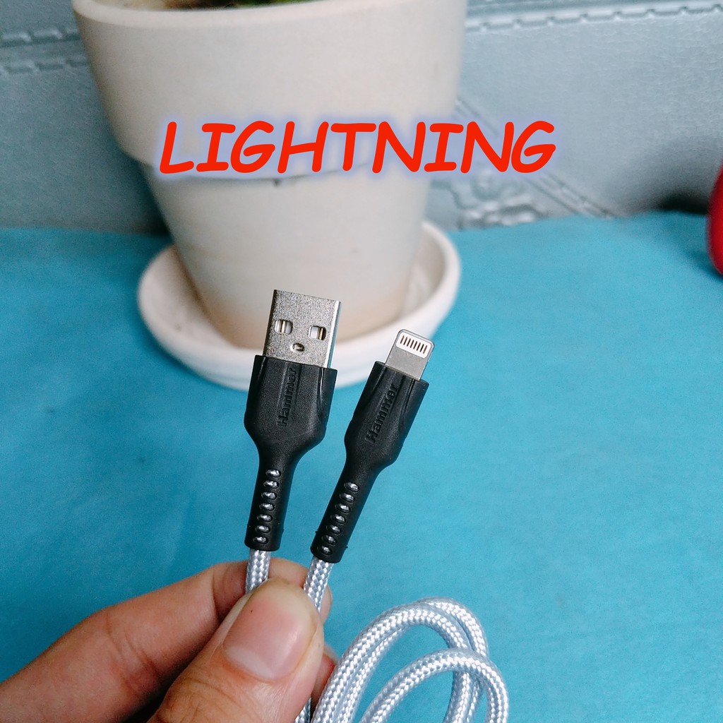 Dây cáp sạc Hammer C-04 hỗ trợ cổng Lightning/ Type C/ Micro dành cho Iphone , Samsung, Oppo, Xiaomi, Vivo, Huawei