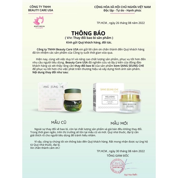Kem dưỡng trắng da hết nám Sang Seung Che - Melasma chính hãng Hàn lọ 50g