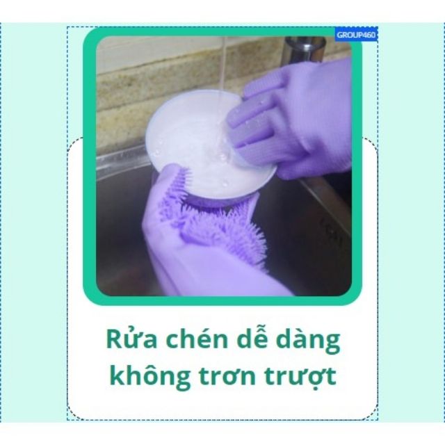 [FREESHIP] Combo 2 Găng tay rửa chén bát Silicon mềm mại (1 đôi)
