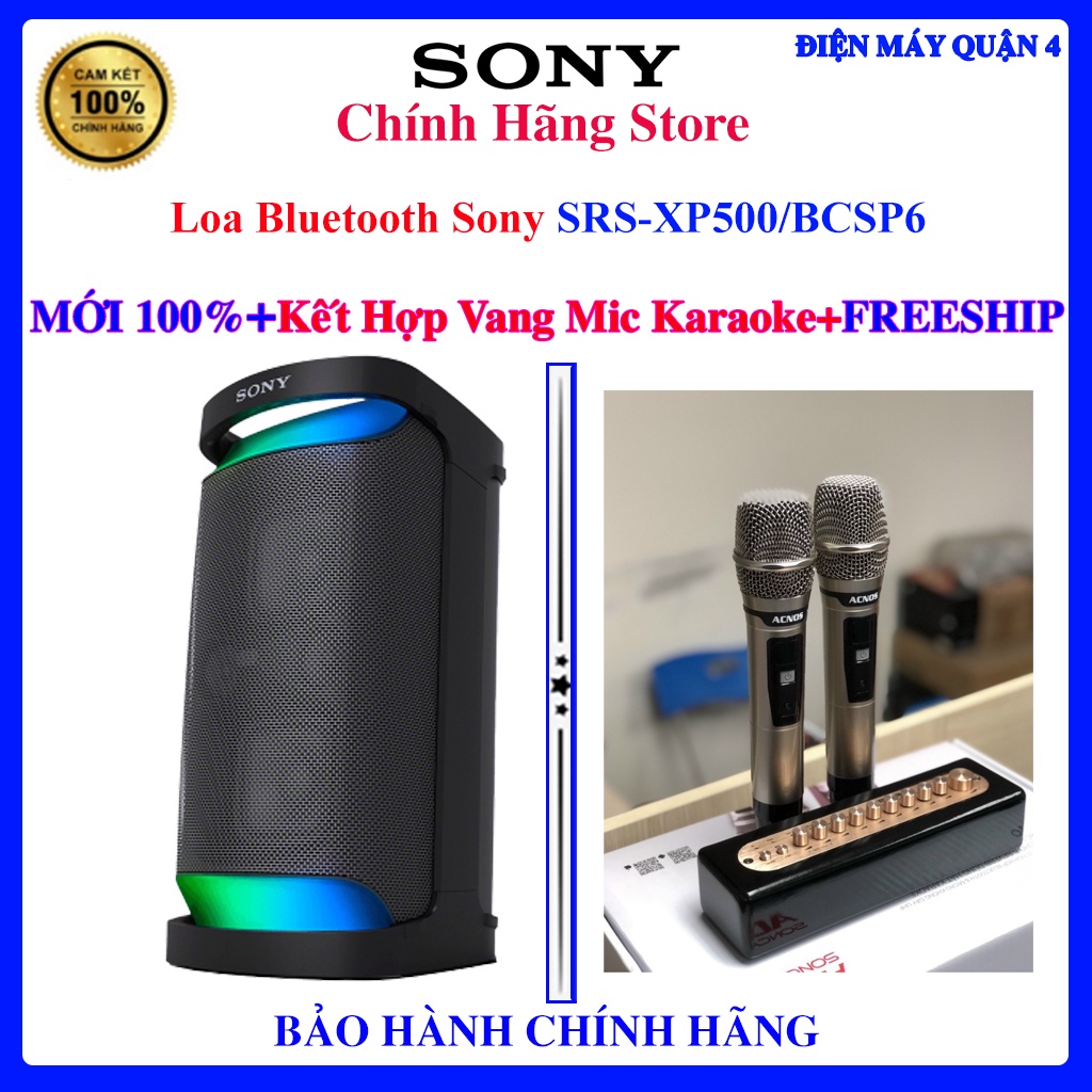 New Full box - Loa không dây Sony SRS-XP500 ngõ vào Mic và Guitar - Mua Kèm vang micro karaoke acnos