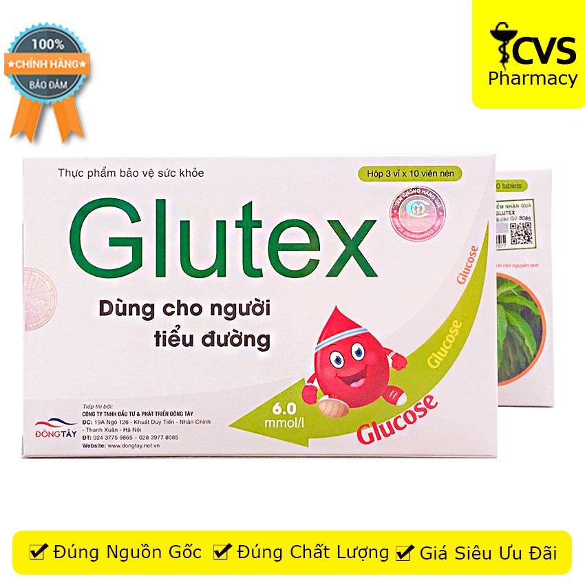 Viên uống Glutex - hỗ trợ hạ đường huyết, giúp kiểm soát đường huyết - cvspharmacy