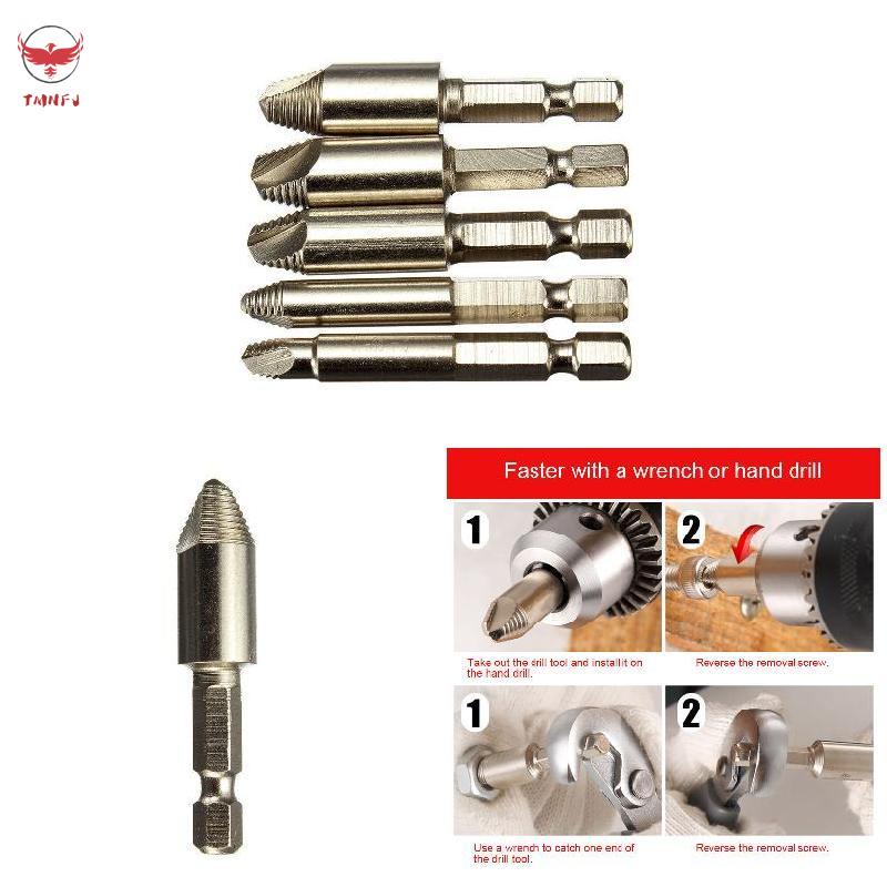 Bộ 5 Mũi Khoan Tháo Ốc Vít Đầu Lục Giác 1 / 4 Inch Thân Cứng Siêu Bền Tiện Dụng Cho Chế Tác Gỗ