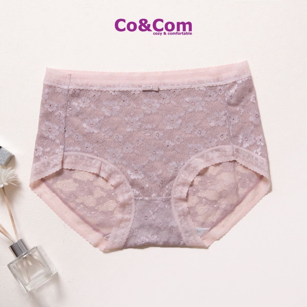 Quần Lót Nữ Viền Ren Cao Cấp Sịp Nữ Cotton Ren Hoa Lụa Co&Com No2037 Cạp Cao Siêu Mỏng Nhẹ Kháng Khuẩn