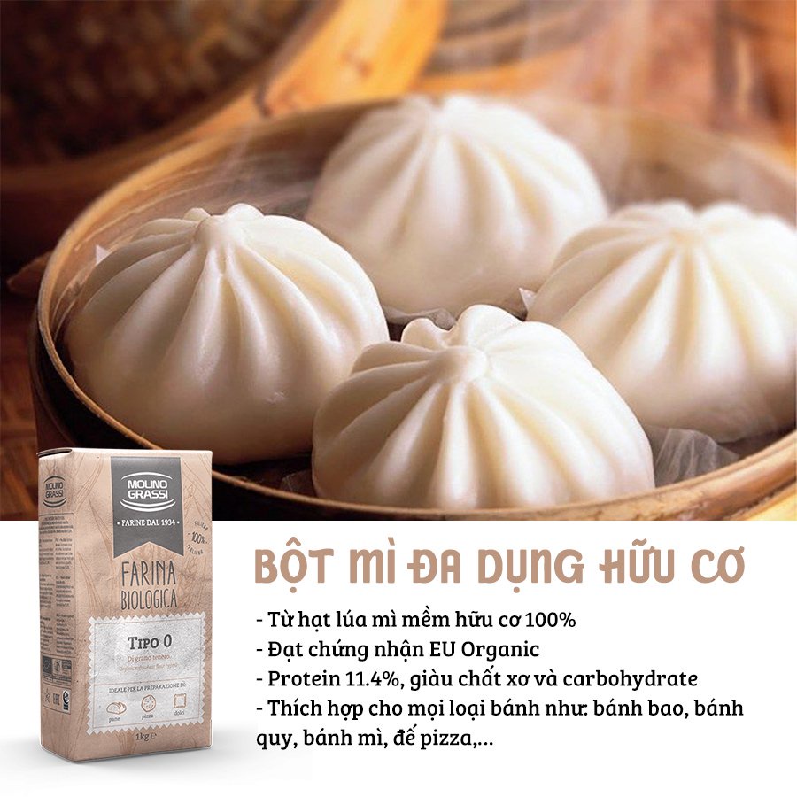 Bột Mì Đa Dụng Hữu Cơ Molino Grassi 1kg