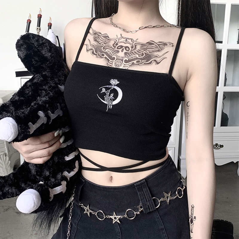 Áo lửng hai dây in hình bộ xương quyến rũ dành cho nữ