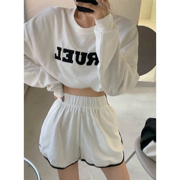 Set Áo Croptop Mix Quần Đùi [Tiệm Vải Xinh] Set Áo Croptop Dây Rút Mix Quần Đùi Cạp Chun SET005