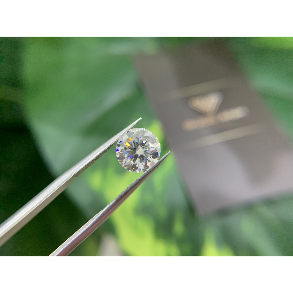 (Size 8.1ly) Kim cương nhân tạo Mỹ Moisanite, giác cắt tròn, hàng chính hãng, siêu đẹp D/FL