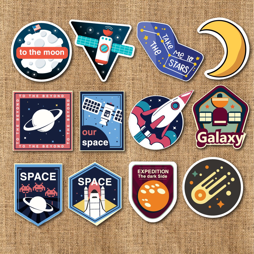 50 Sticker Vũ Trụ Galaxy chống nước sticker dán laptop, điện thoại, đàn guitar, mũ bảo hiểm, vali. MSP: G01