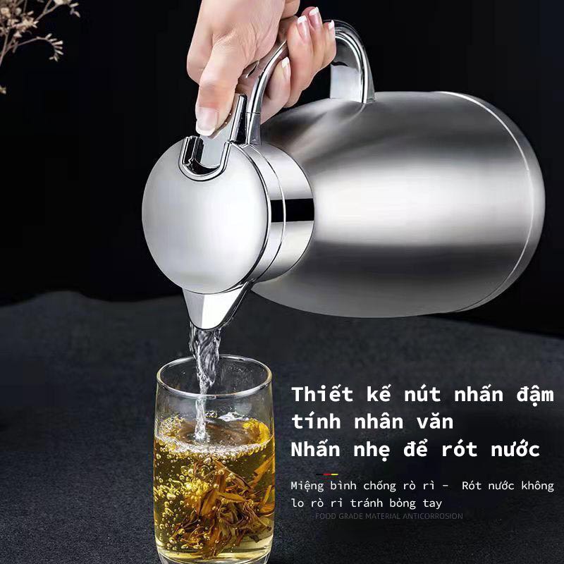 Bình giữ nhiệt 304 chân không bằng inox ấm đun nước dung tích lớn ấm đun giữ nhiệt mỏ vịt chống bụi Ấm đun nước La Mã