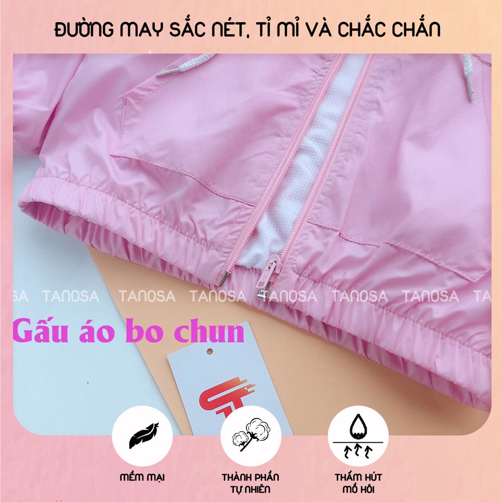 Áo khoác gió 2 lớp cho bé trai, bé gái từ 2 - 6 tuổi - Aó khoác lót vải thông hơi cho bé 10-22kg - TANOSA_KIDS