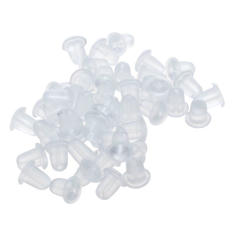 Chốt nhựa khuyên tai, chốt bông tai nụ đẩy bằng nhựa trong suốt TeeMee - T019