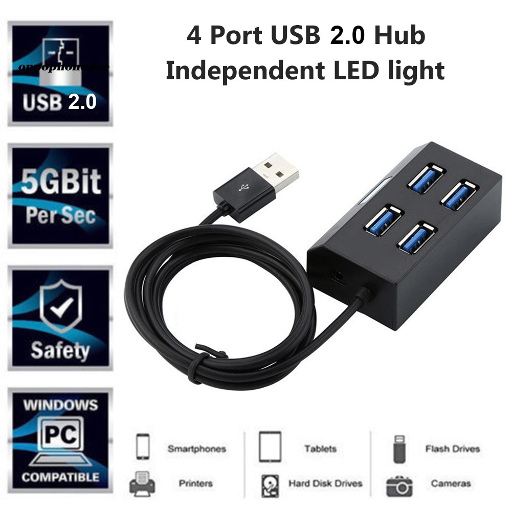 Bộ Chia 4 Cổng Usb 2.0 Có Đèn Led Cho Điện Thoại / Máy Tính Bảng