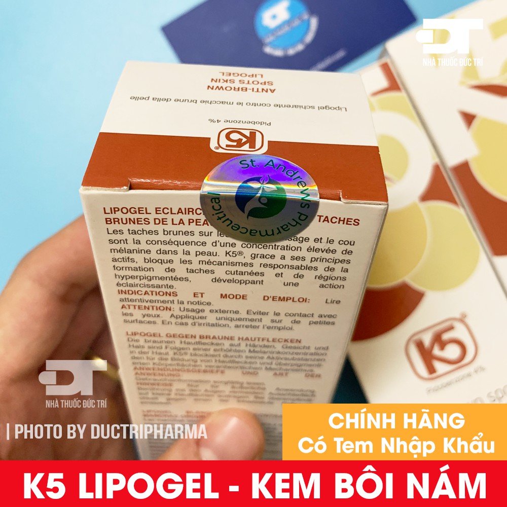 Kem Giảm Nám K5 Lipogel - Sử Dụng Tại Viện Da Liễu Trung Ương, Hiệu Quả Trên Nám Chân Sâu, Nám Mảng, Nám Sau Sinh